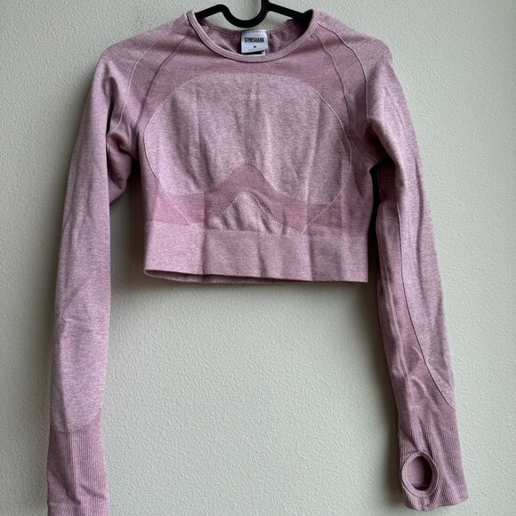 Gymshark Tops - $5/$25 Gymshark Flex Crop Long Sleeve Women's Size Medium Cut Out Back Pink